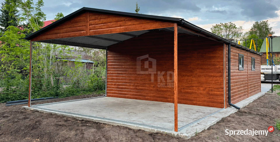 Garaz blaszany 5x6 m wiata 5x3 m brama drzwi 2x Olsztyn