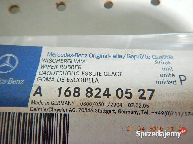 WYCIERACZKA GUMA MERCEDES A KLASA W168 NOWA