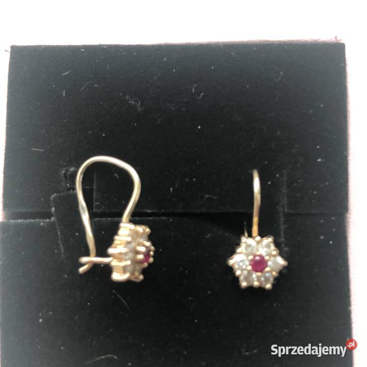Złote kolczyki 585 z cyrkonią Tarnowo Podgórne sprzedam