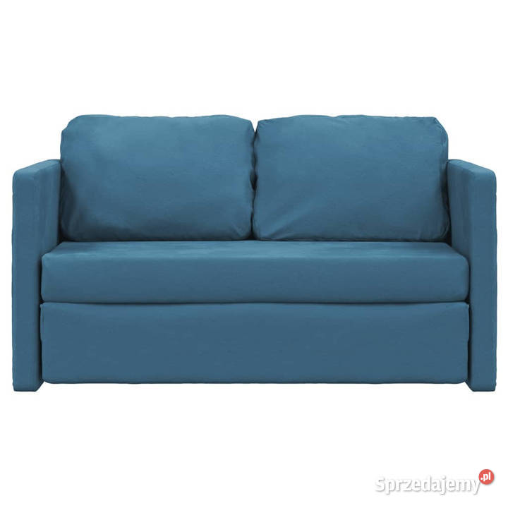 Sofa podłogowa 2w1 niebieska 122x204x55 aksamit Warszawa