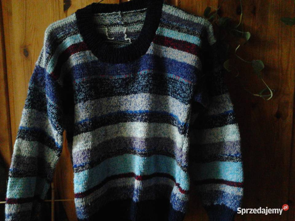 Sweter ręczna robota retro vintage w paski kolor Swetry i golfy Kraków