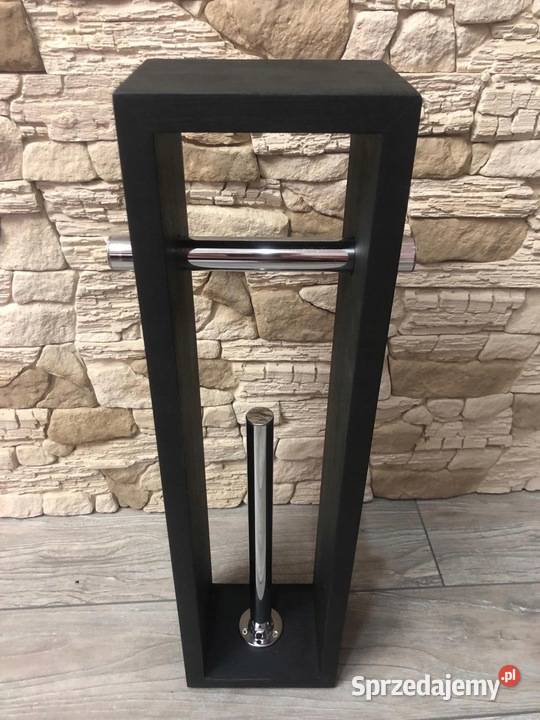 Stojak drewniany na papier toaletowy czarny mat Dębica