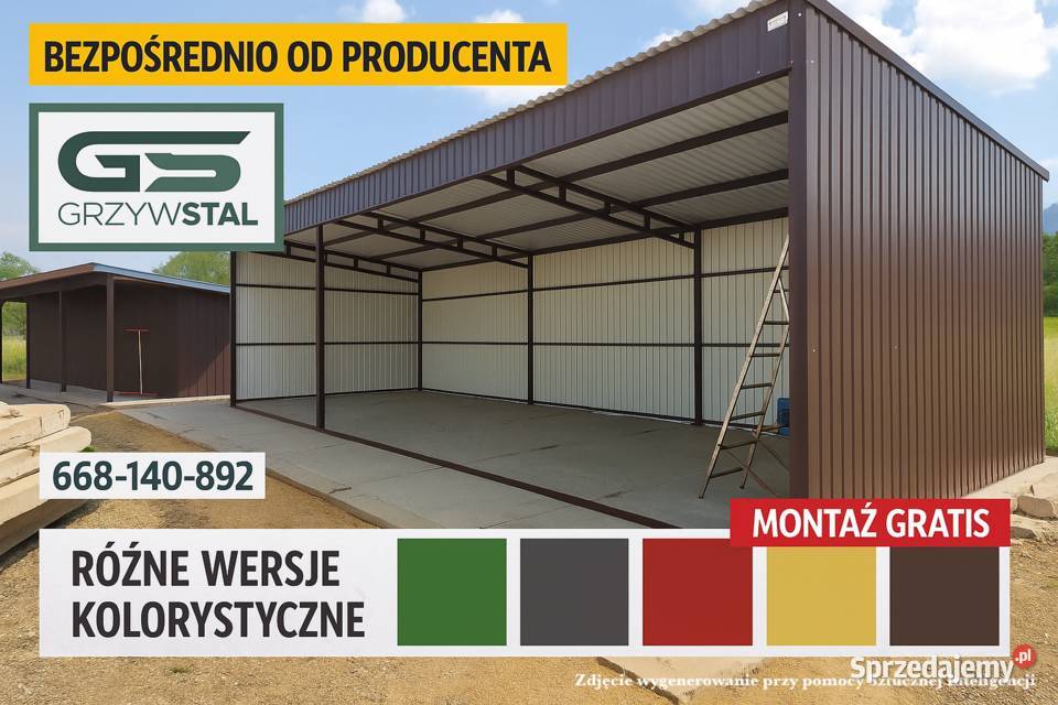Garaż Blaszany Wiata o wymiarach 8x5m OTWARTA wielkopolskie Gniezno