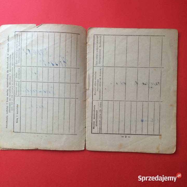 1708 Legitymacja Ubezpieczalni Społecznej Antykwariat Szczecin