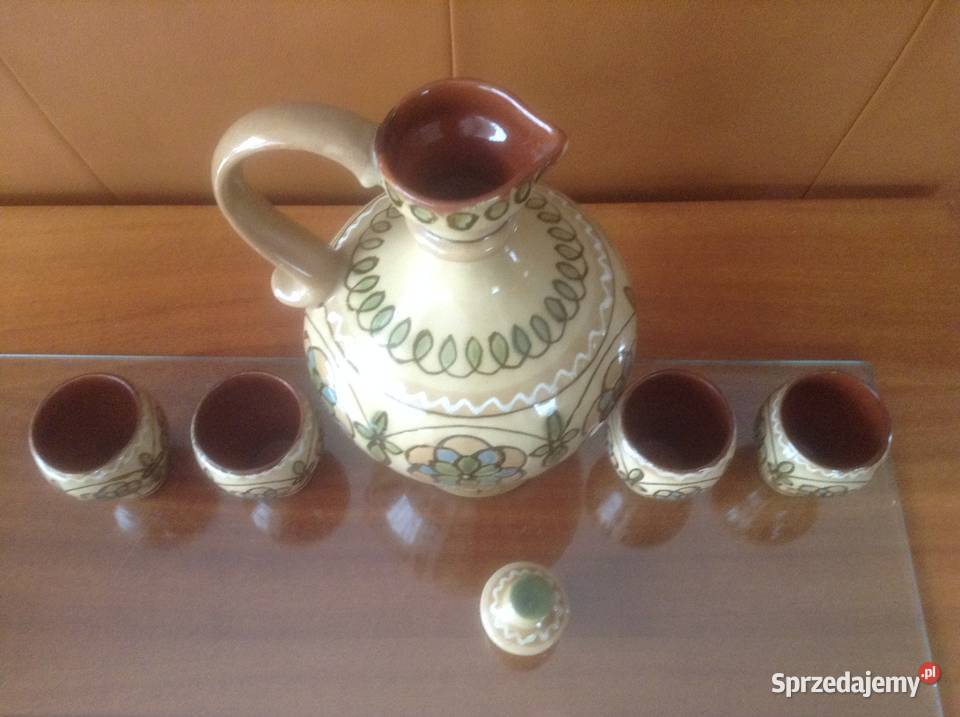 Rękodzieło zestaw ceramiczny dzban z 6 kubkami Opole