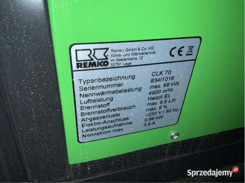 Nagrzewnica olejowa Remko CLK 70 z Jastrzębniki