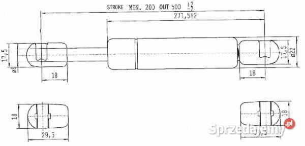 Sprężyna gazowa L500 mm 150N Stabilus CA592285 Do maszyn uprawowych Do maszyn uprawowych Kamionna