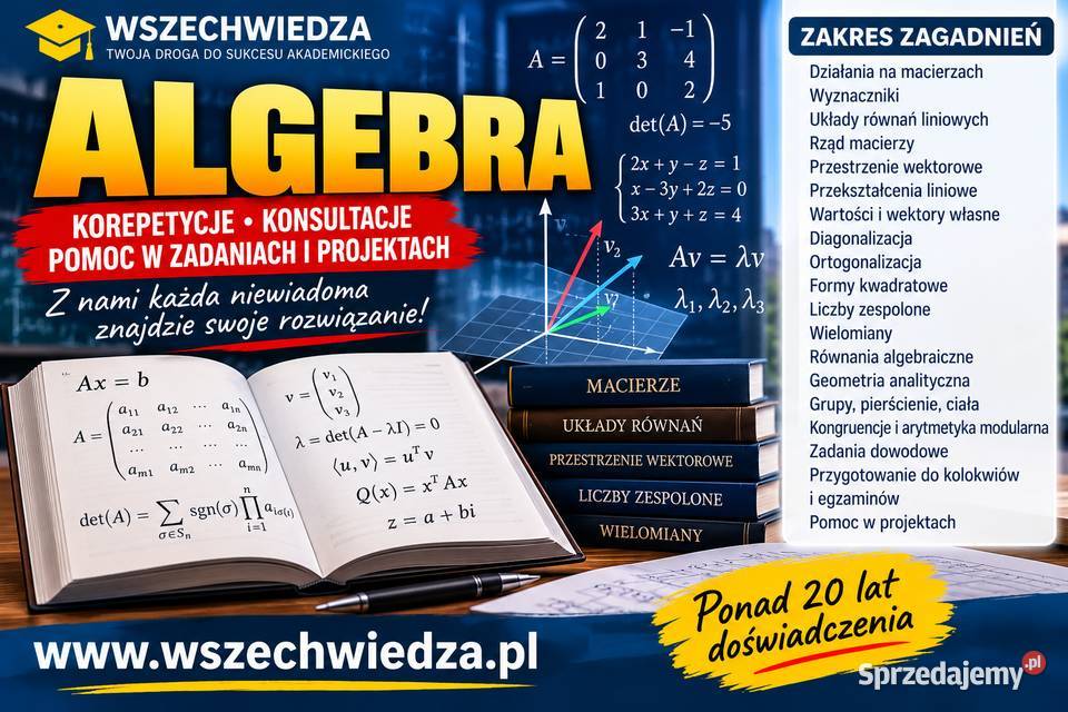 ALGEBRA korepetycje rozzwiązywanie zadań Warszawa