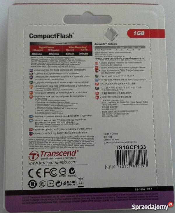 Karta pamięci Transcend 1 GB 133x