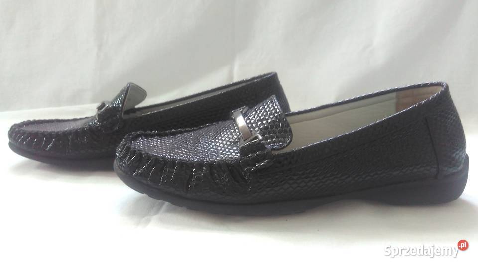 Buty czarne Mokasyny damskie r 375 stan Białystok sprzedam
