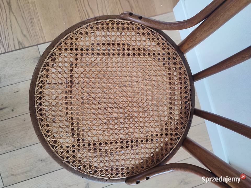 Przedwojenne gięte krzesło rattanowe Thonet Meble Warszawa