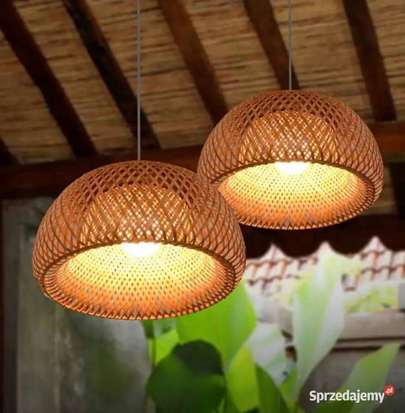 LAMPA WISZĄCA BOHO BAMBUSOWA PLECIONA 45x25 podlaskie Choroszcz sprzedam