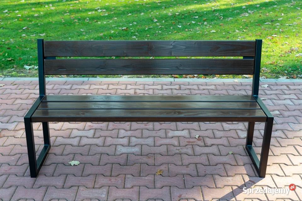 Ławka stalowa z oparciem miejska parkowa Kraków