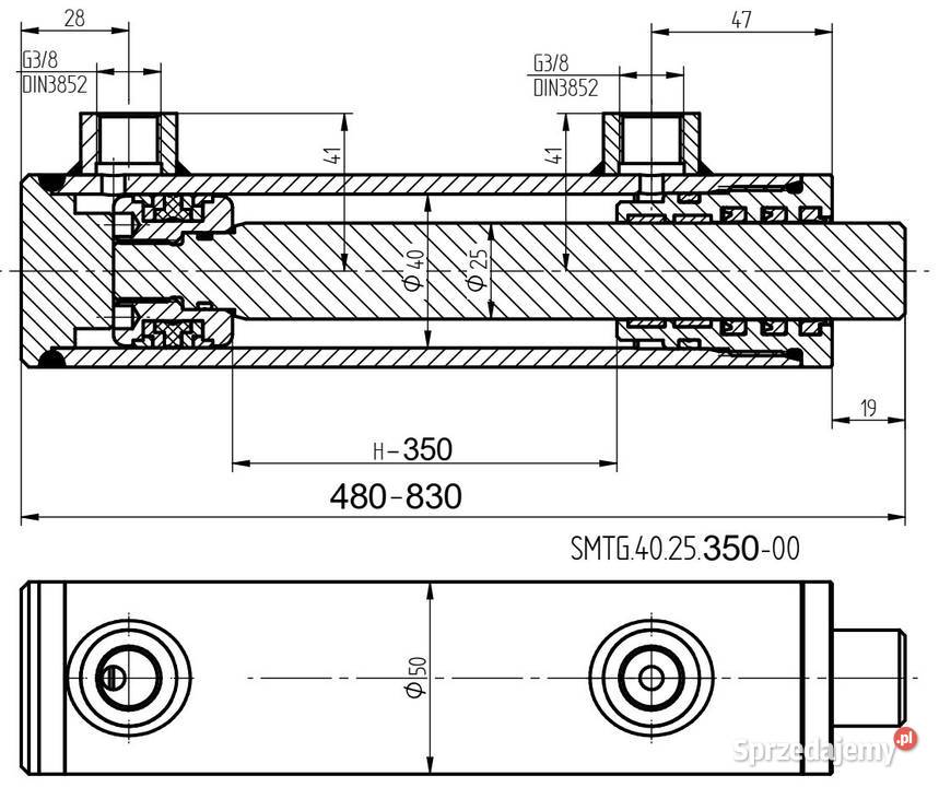 Siłownik Hydrauliczny SMTG 40x25 SKOK 350 2STR kujawsko-pomorskie Solec Kujawski