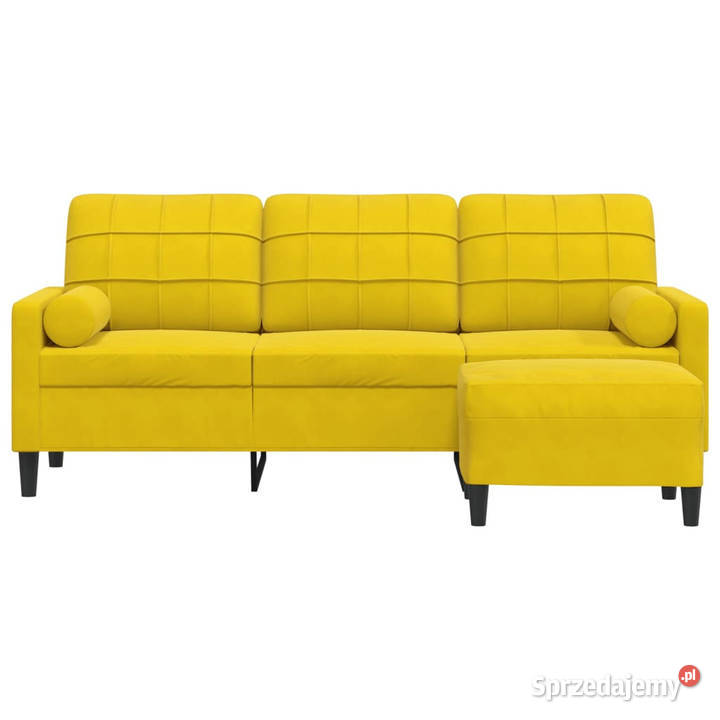 3osobowa sofa z podnóżkiem żółta 180 aksamit Warszawa