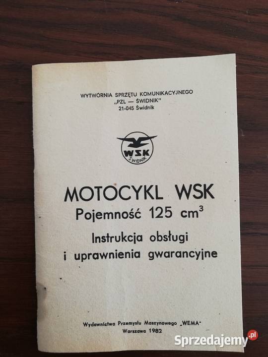 Wsk 125 Instrukcja obsługi sprzedam