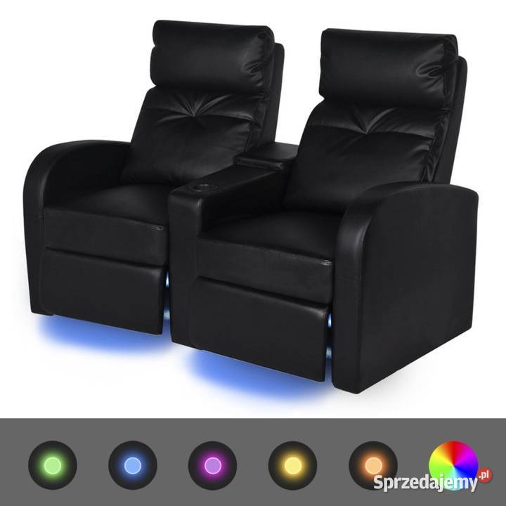 vidaXL Fotele kinowe 2 osobowe, czarna, sztuczna243598