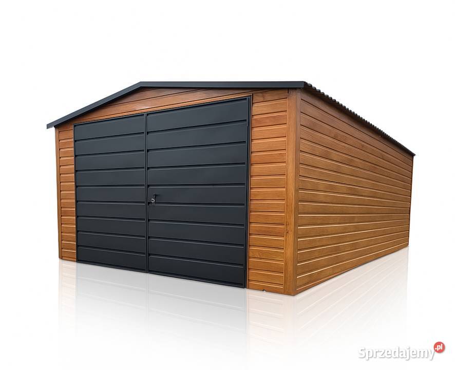 Garaż Blaszany drewnopodobny dwuspadowy 4x6m PREMIUM