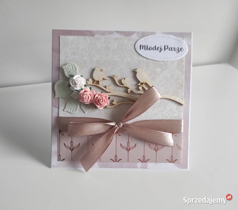 Kartka ręcznie robiona na ślub Ptaki Łódź