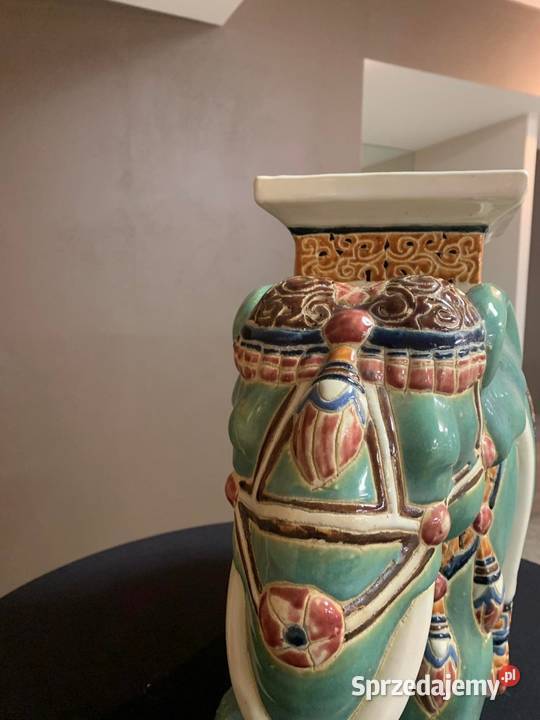 Słoń porcelanowy duży postument kwietnik 50 Porcelana i szkło Ostrów Wielkopolski sprzedam