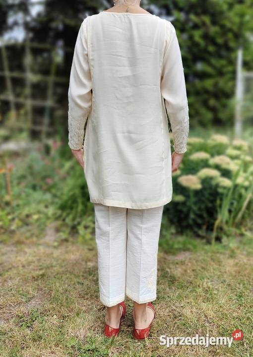 Kremowa bluzka tunika M 38 wiskoza jedwab Szczecin