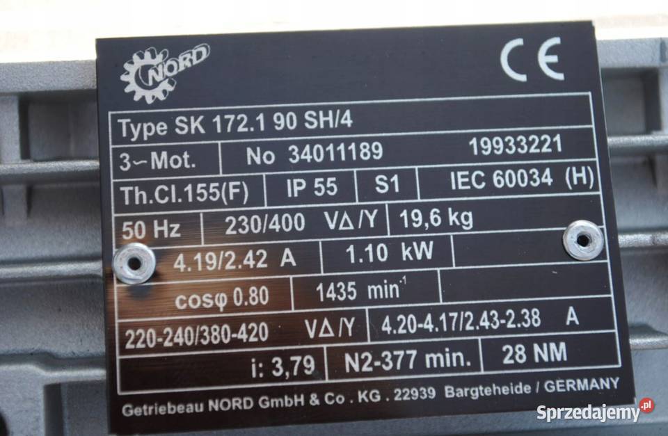 Motoreduktor 11kw 377obrmin Firmy NORD