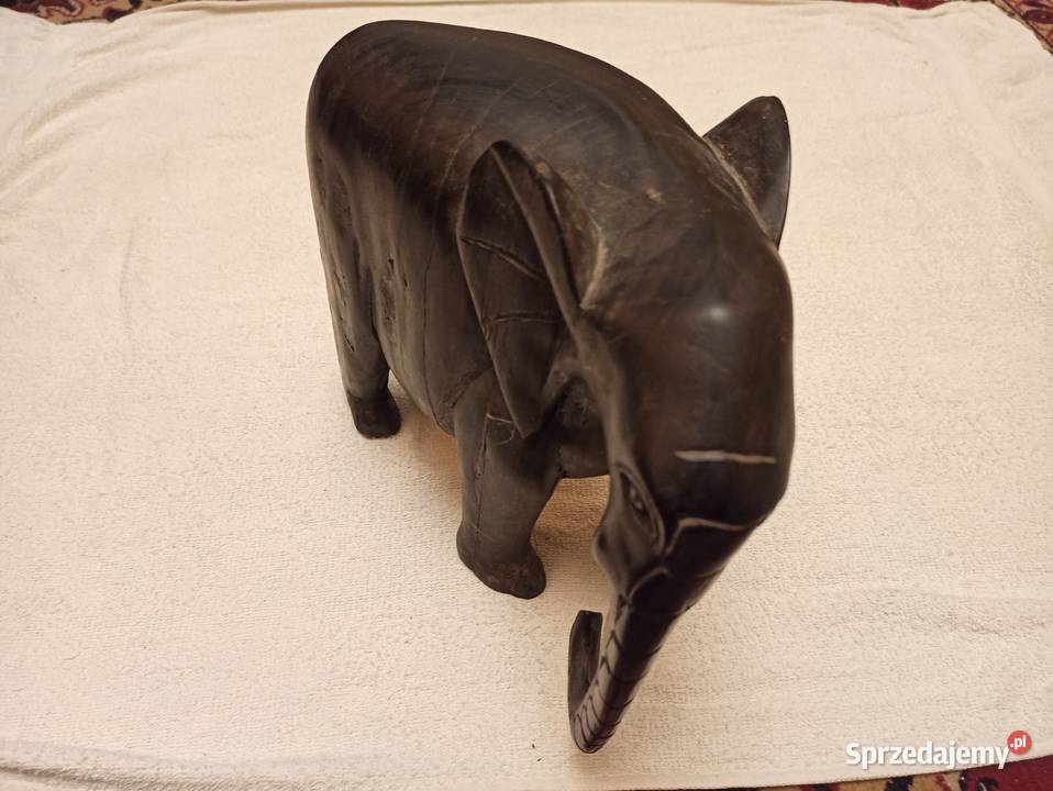 Rzeźba słoń z litego drewna rękodzieło rarytas pomorskie Gdańsk