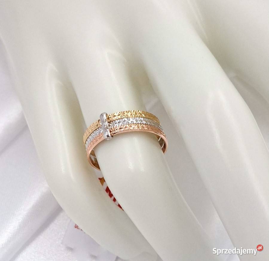 Pierścionek r12 Złoty pr585 3obrączki 3kolory złote Poznań