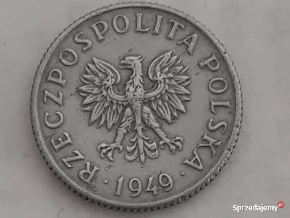 moneta 1 grosz 1949 destruk Warszawa