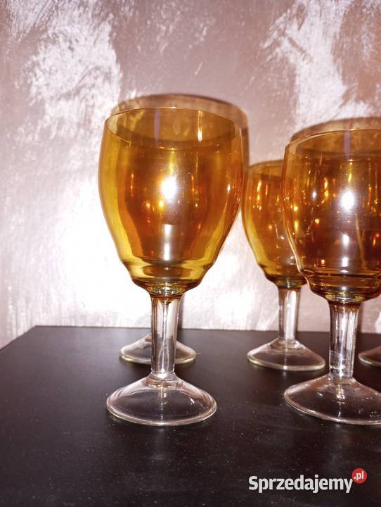 6 kieliszków do wina kolor bursztynowy lubelskie Biłgoraj
