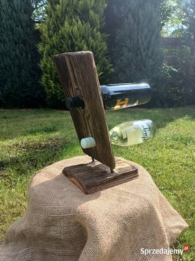 Stojak na wino drewniany deska driftwood