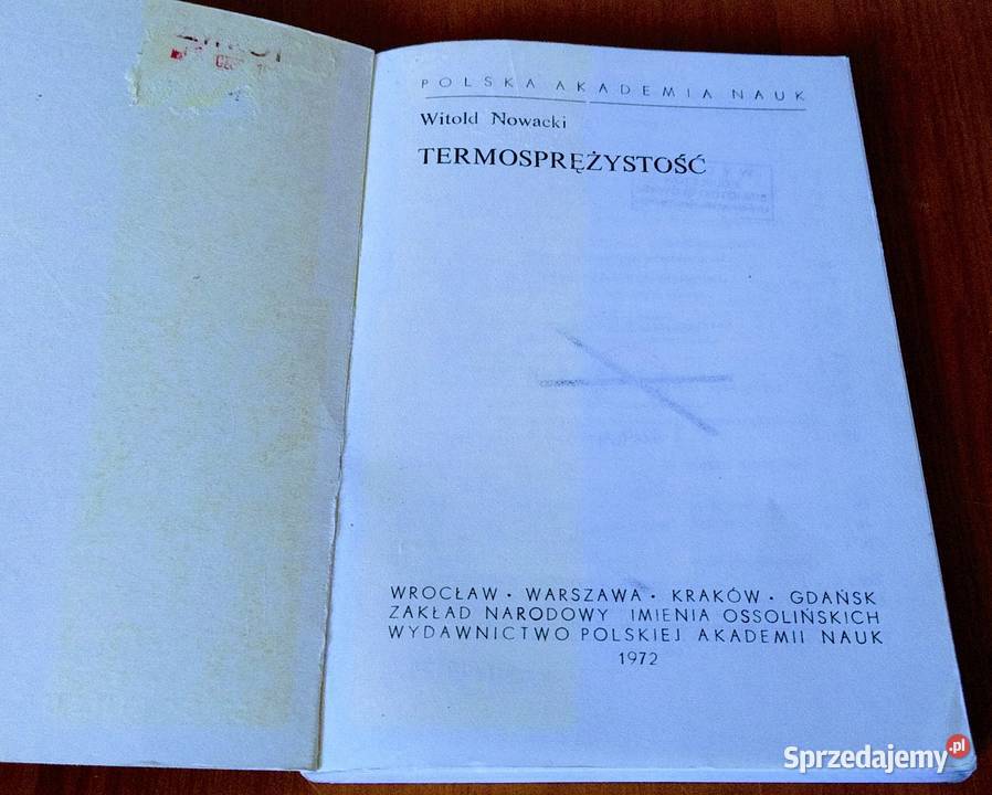 Termosprężystość Witold Nowacki 1972 Gdańsk