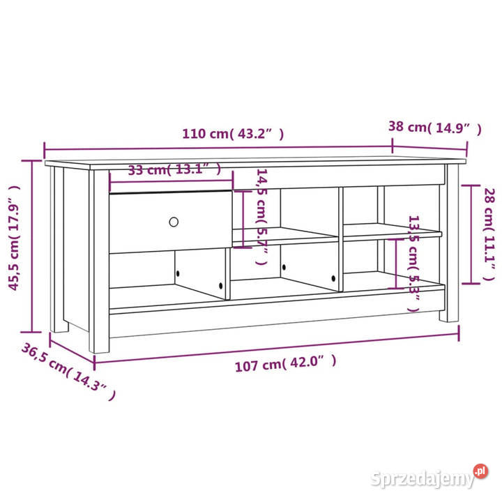 Szafka na buty 110x38x455 lite drewno sosnowe