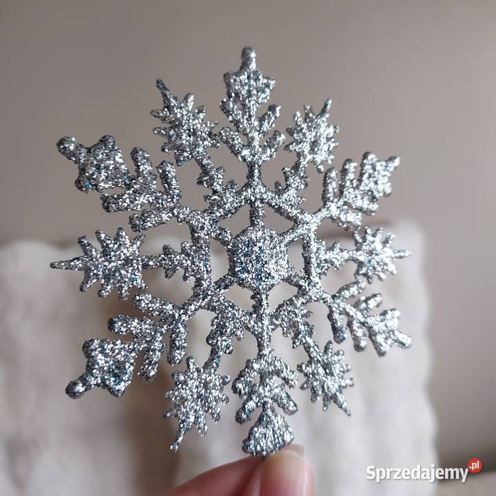 24 Śnieżynki płatki śniegu bordowe srebrne Koszalin