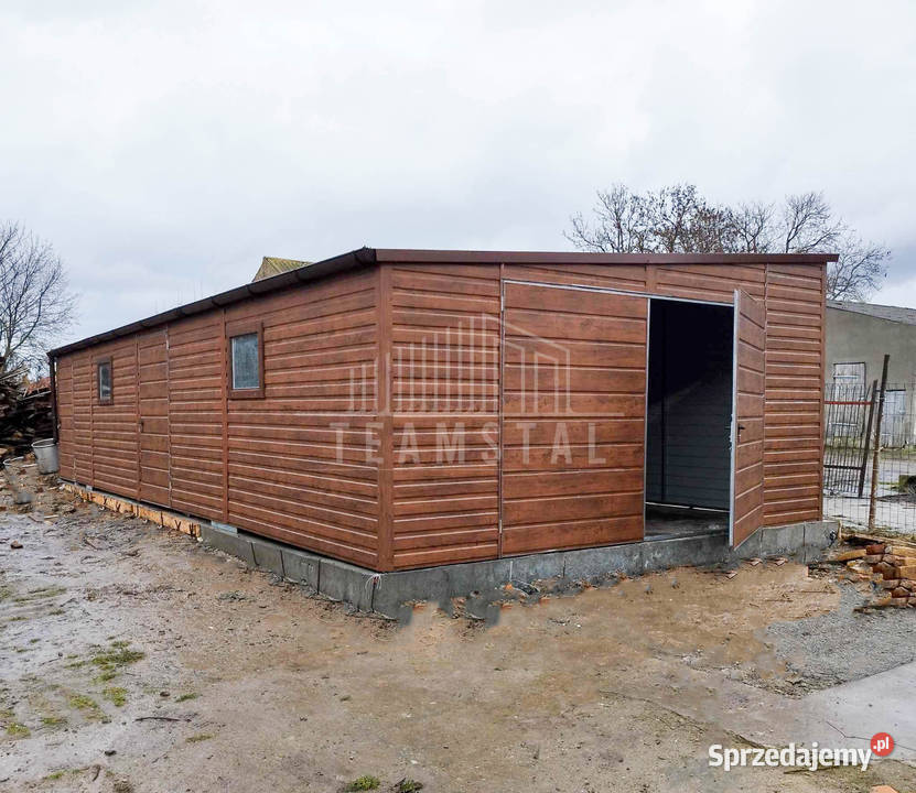 Garaż Blaszany 5x11 Brama dwuskrzydłowa 2x drzwi