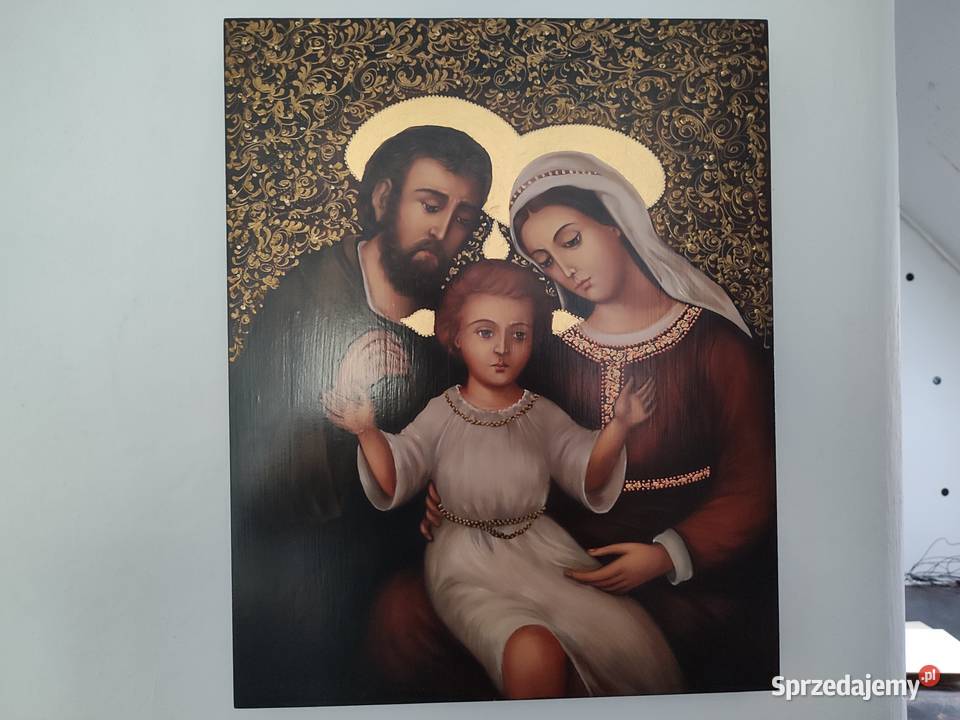 Piękna ikona przedstawiająca Świętą rodzinę Łódź