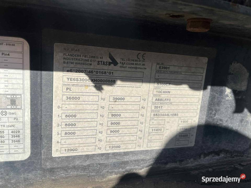 Stas S300CX naczepa wywrotka Rok produkcji 2017 Dratów