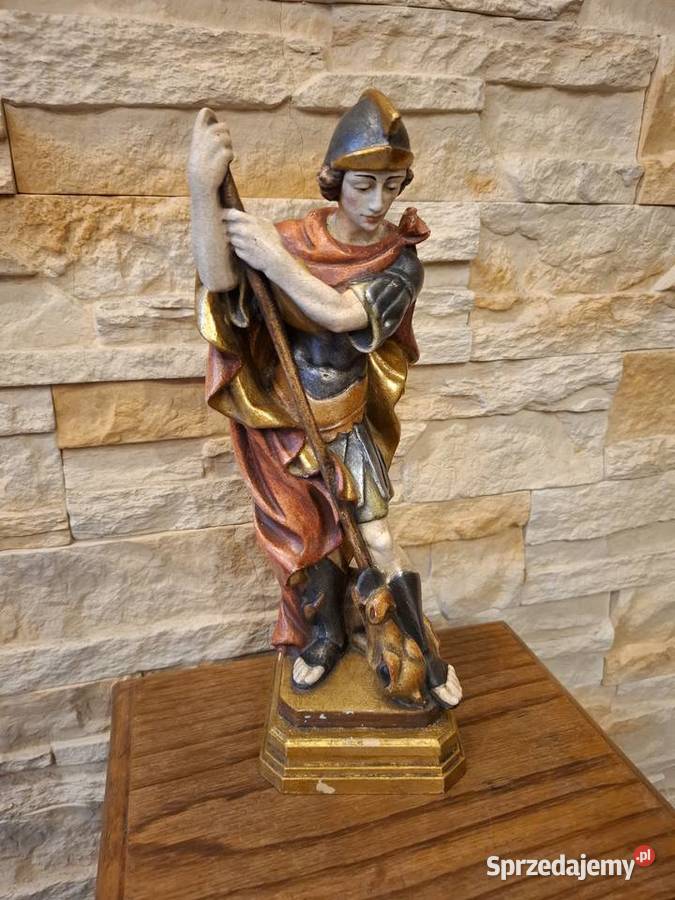 Rzeźba z drewna polichromia Święty Jerzy Lubień