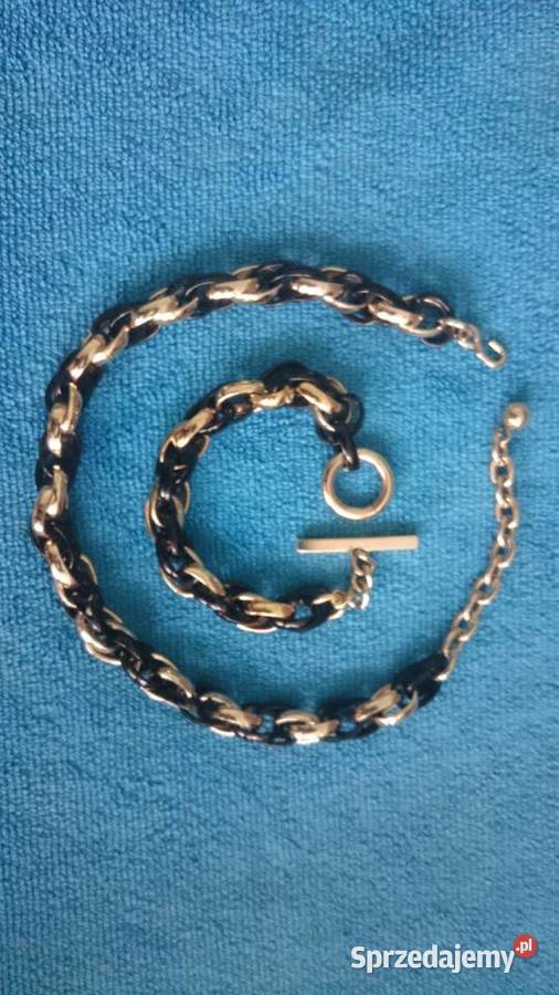 Naszyjnik z bransoletką plecionka złoto i czerń Wrocław