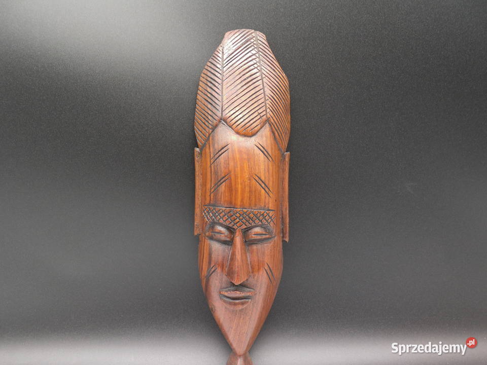 Ręcznie rzeźbiona maska afrykańska Porcelana i szkło Raszków sprzedam