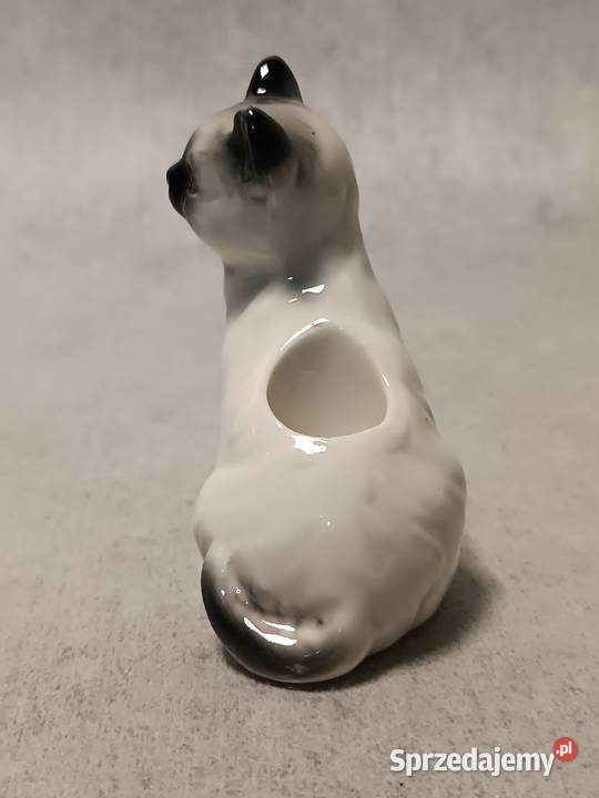 Porcelanowy Świecznik Kot Kotek Figuralny Zakopane