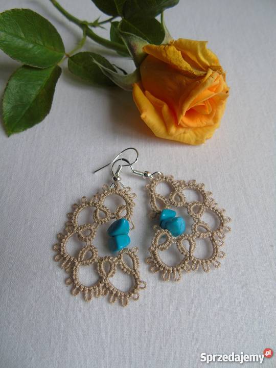 Kolczyki Frywolitkowe Wiśniowa sprzedam