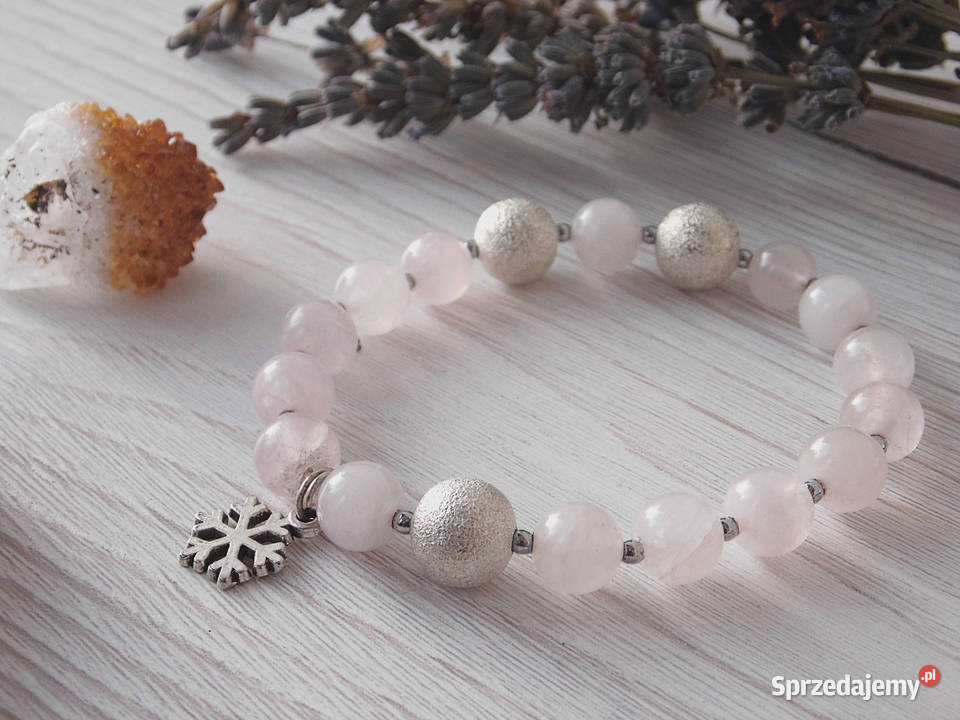 Bransoletki na gumce różowy kwarc hematyt płatek Kraków