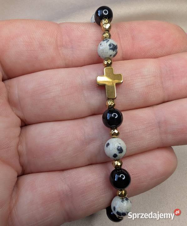 Bransoletka różaniec kamienie jaspis dalmatyński Bransoletki Bydgoszcz