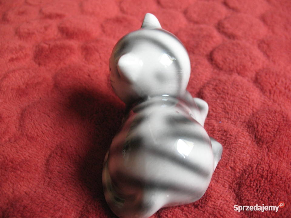 KOT pręgowany 6 x 4 x 8 Figurka z porcelany szary Figurki i rzeźby Siedlce