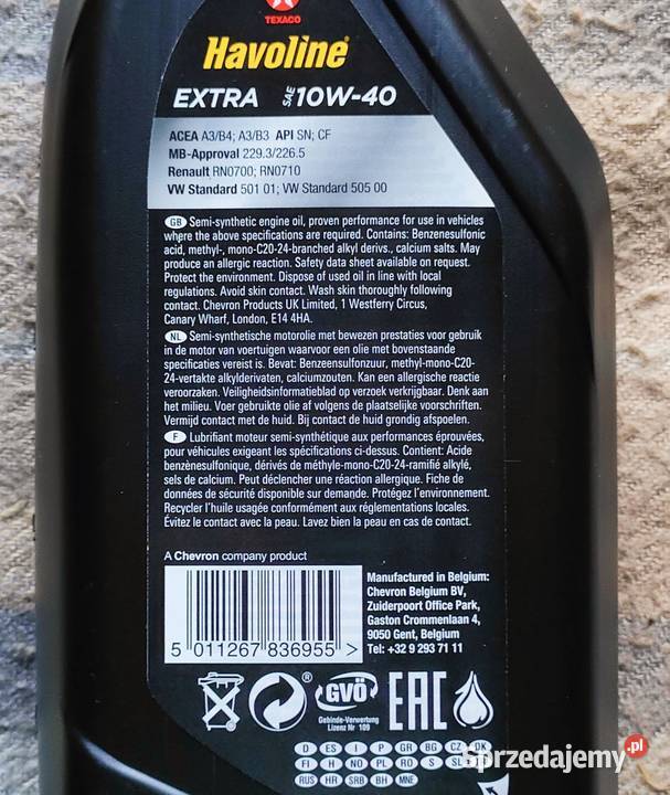 Olej silnikowy Texaco Havoline SAE 10W40 1l NOWY Rybnik