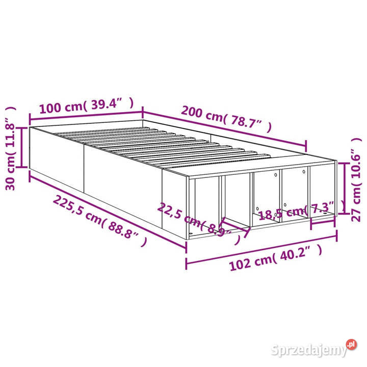 Rama łóżka czarna materiał drewnopochodny 225cm sprzedam