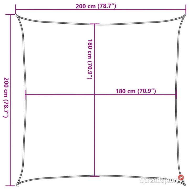 Żagiel przeciwsłoneczny 160 gm czarny 2x2 m HDPE mazowieckie Warszawa