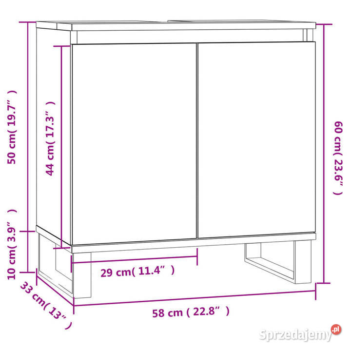 Szafka łazienkowa czarna 58x33x60 materiał Warszawa