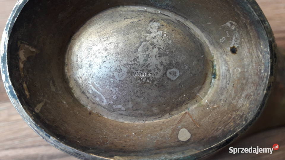 Stara mosiężna sosjerka kiedyś plater sygnowana Gdynia